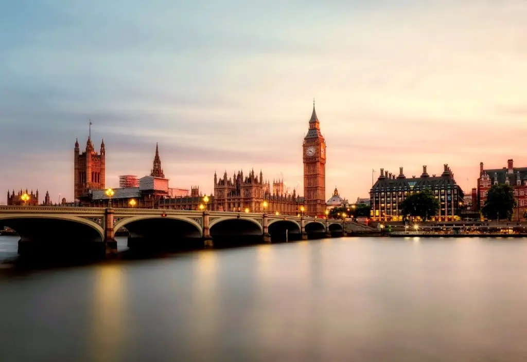 big ben at sunset in london